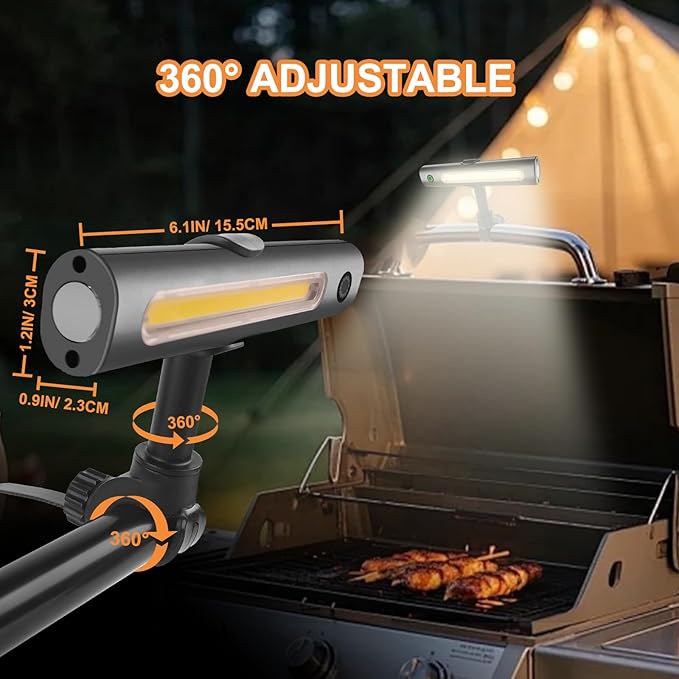 Barbecue Grill Light for Outdoor, Rechargeable 360° Rotatable Waterproof LED - Image 2