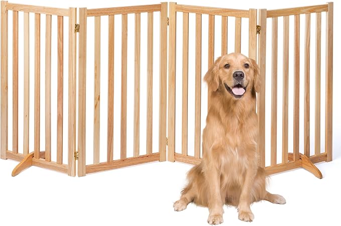 36" Height Extra Tall Freestanding Pet Gate, Solid Wood Folding Safety Fence by Axeman
