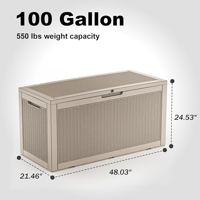 100 Gallon Outdoor Storage Box – Resin Deck Box - Image 2