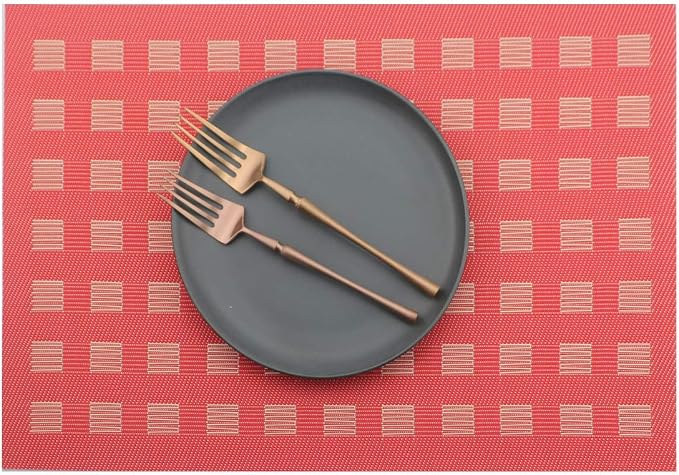 Gugrida Placemats, Placemats PVC Table Mats Woven Vinyl Placemats - Image 2