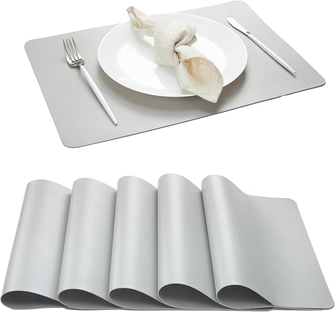 DOLOPL Faux Leather Placemats Set of 6, Wipeable Heat Resistant Table mats by DOLOPLOfficial
