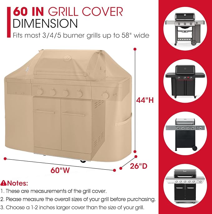 Unicook Heavy Duty Waterproof Grill Cover 60 Inch, BBQ Cover - Image 2
