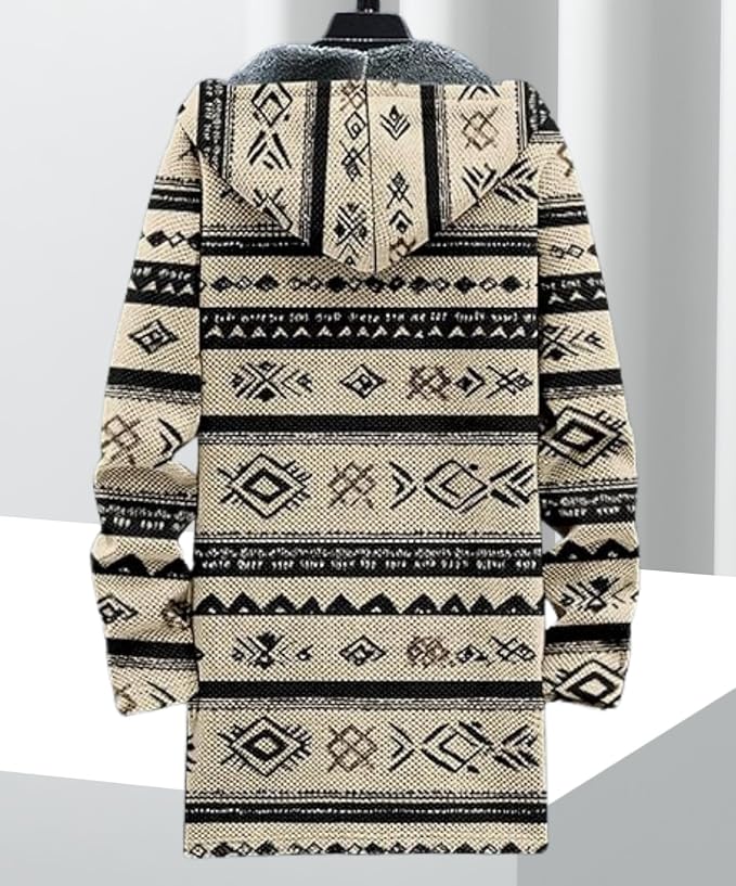 Men's Hooded Sweater Coat Knit Fleece Lined Long Cardigan Jacket - Image 2