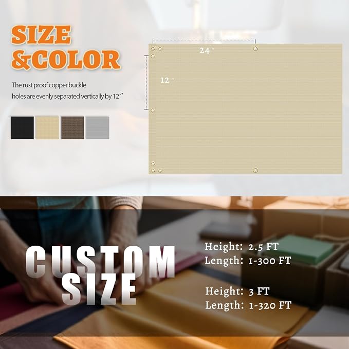 2.5' x 115' Balcony Privacy Screen Fence Cover - Image 6