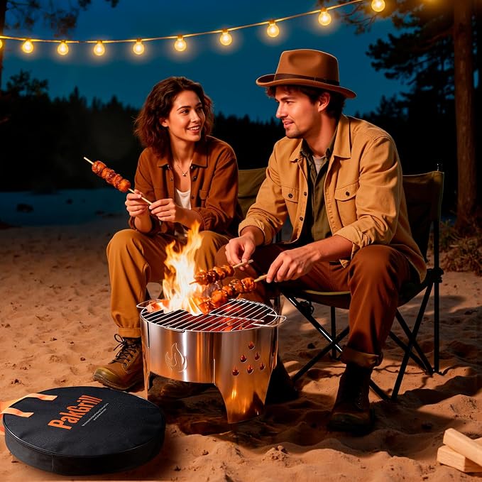 Camping Campfire Grill, Portable Folding Charcoal Stove, Backpacking BBQ Rack - Image 6