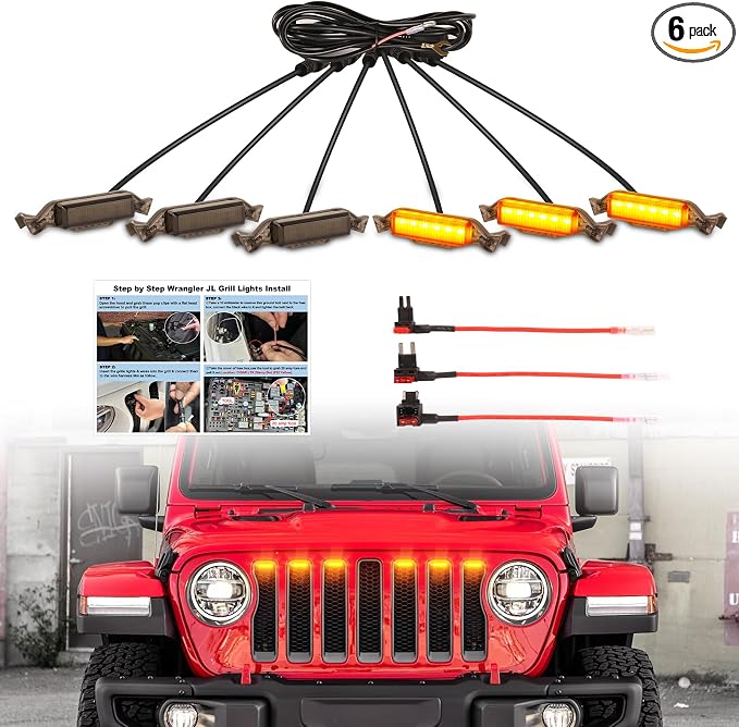 Led Grill Lights fit for 2019 2020 2021 2022 2023 Jeep Wrangler JL JLU Rubicon by BreTrewri