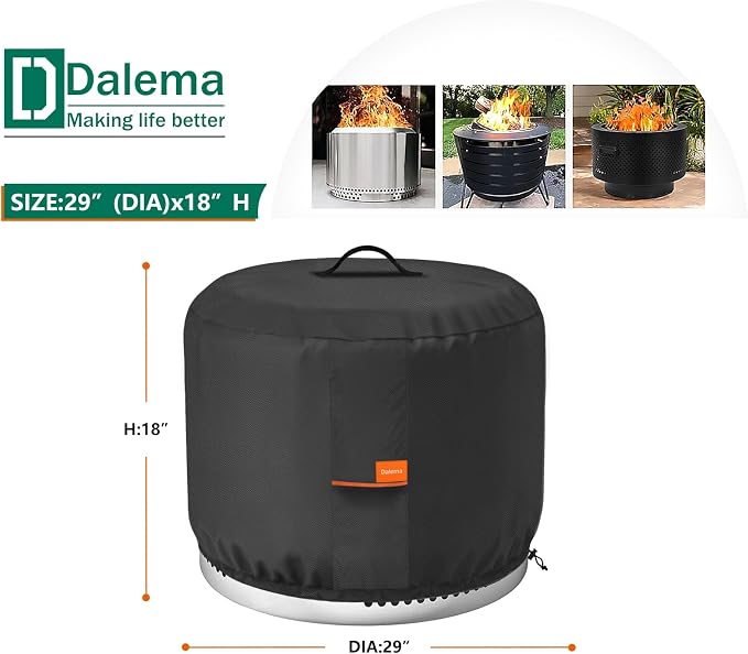 Round Fire Pit Cover, Outdoor 600D Heavy Duty Waterproof Tear-Resistant Yukon - Image 2