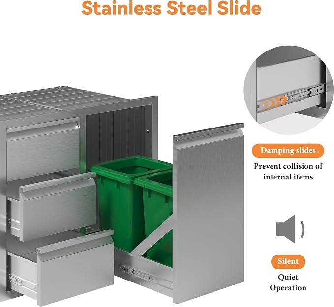 Jocisland Outdoor Kitchen Drawers 28" W×23" D×23" H Stainless Steel Drawers - Image 6