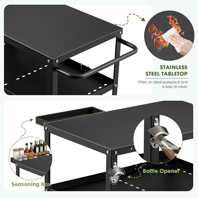Outdoor Grill Cart Table, Indoor and Outdoor Pizza Oven Table, - Image 2