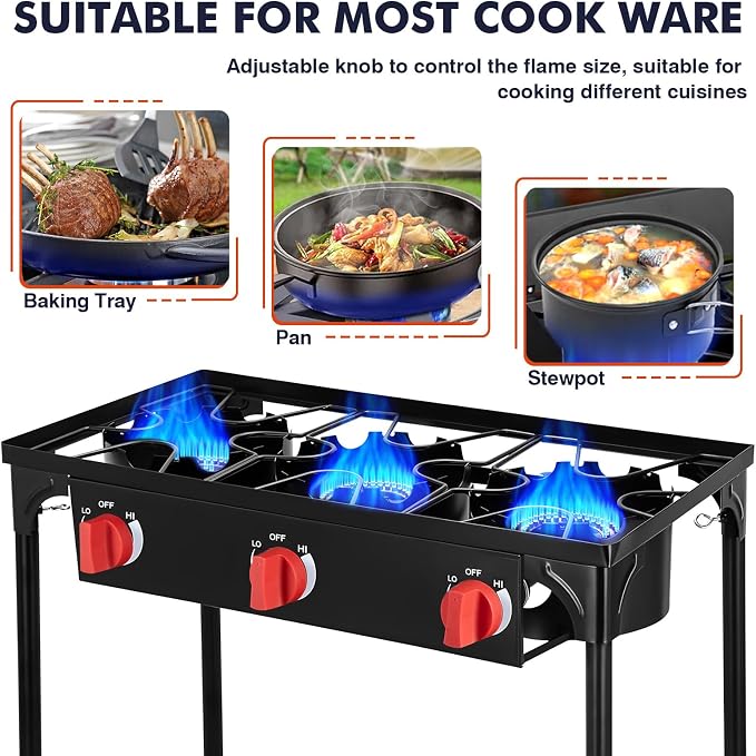 Llamaviva 3 Burner Gas Stove, Propane Outdoor Stove - Image 7