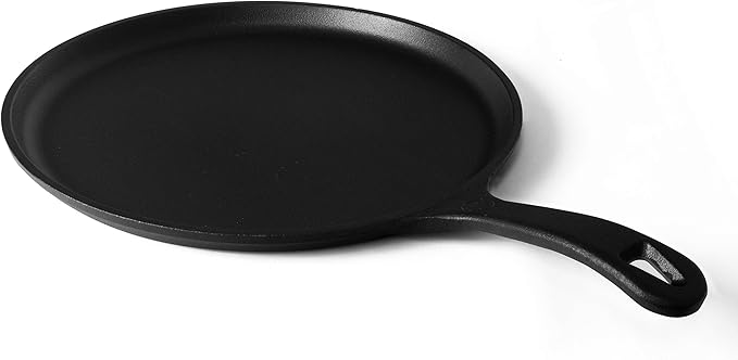 Griddle, 10.5-Inch Round Cast Iron Pre-Seasoned, Black