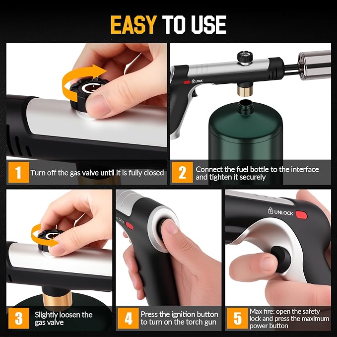 Siasky Propane Torch with One-Click Max Fire, Flame Thrower Gun Charcoal - Image 7