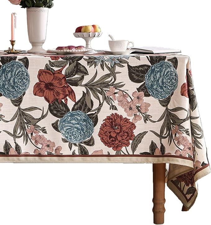 French Linen Tablecloth for Rectangle Table, Home Decor Table Cover for Kitchen by bilingaier