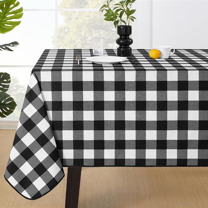MOSAYT Rectangle Vinyl Tablecloth, 100% Waterproof Buffalo Gingham Plastic by MOSAYT