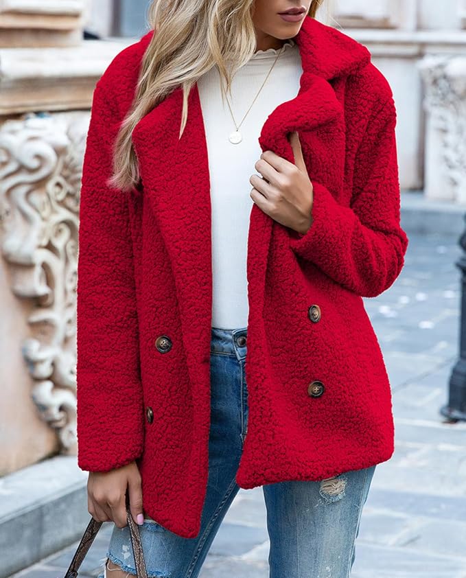 Women's Winter Warm Plush Cardigan Fuzzy Fleece Lapel Jacket - Image 2