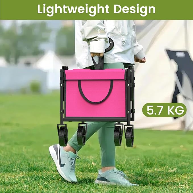 Collapsible Wagon with Wheels, 220 lbs Wagons Carts Foldable Wagon Cart with - Image 3