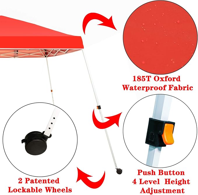 Sunnyglade 10x10 Ft Pop Up Canopy Tent One Button Easy Pop Up Outdoor Instant - Image 2