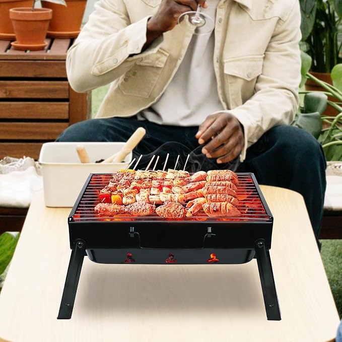 Portable Charcoal Grill for Camping Tailgating Beach Boating Foldable Small - Image 6