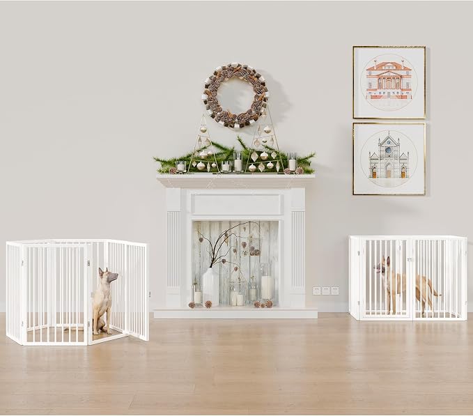 Vantas Folding No-Assembly Metal Pet Gate 120" Wide, Freestanding Accordion - Image 4