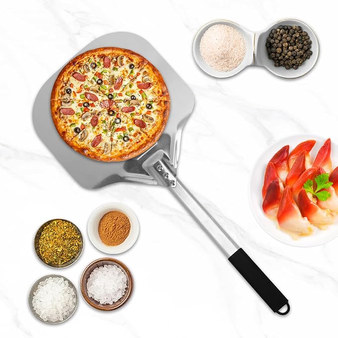 Perforated Pizza Peels 6 INCH pizza spatula paddle Long Handle Metal Pizza - Image 5