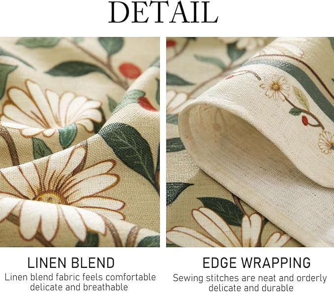 ISAENNE Designer Green Linen Extra Long Tablecloth Rectangle, Floral French - Image 7