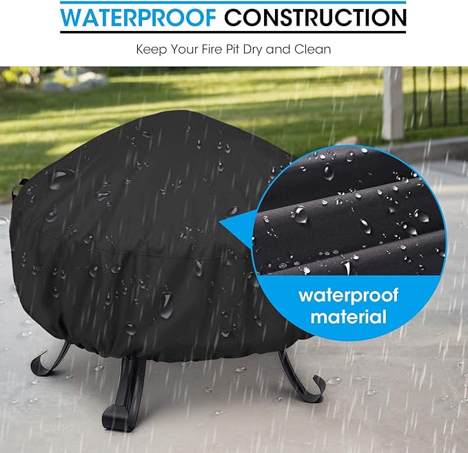 Unicook Round Fire Pit Cover 32 Inch, Heavy Duty Waterproof Firepit Cover Small - Image 6