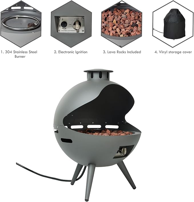 24-Inch Chimenea Outdoor Gas Fireplace, 000 BTU Propane Fire Pit - Image 6