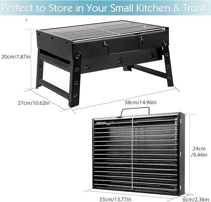 Uten Charcoal Grill, BBQ Grill Folding Portable Lightweight smoker Grill - Image 3