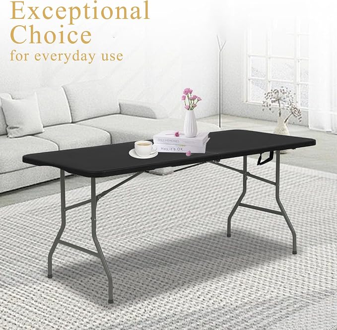 Folding Tables with Carrying Handle Lightweight Rectangular Portable Plastic - Image 5