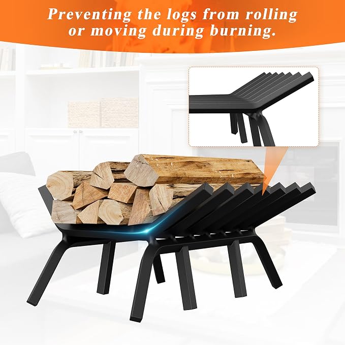 Fireplace Grate 21 Inch with 7 Support Legs, Solid Steel Heavy Duty Fireplace - Image 7