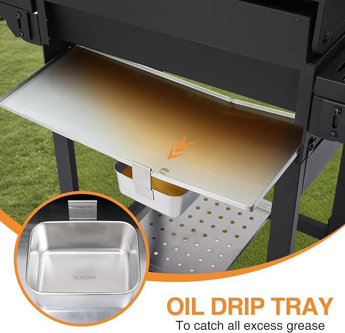 Propane Gas Grill with Folding Side Tables, 3-Burner Gas Grill with Cast Iron - Image 4