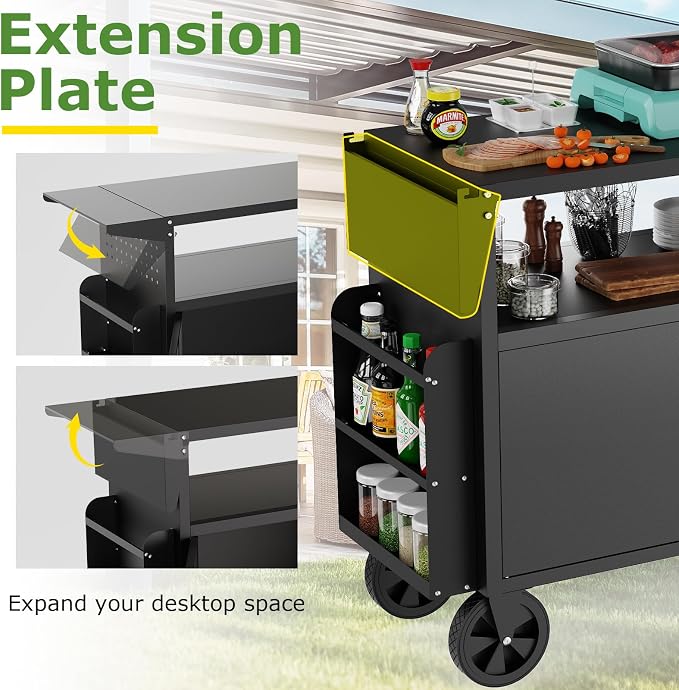 Outdoor Grill Table, Metal Grill Cart - Image 4