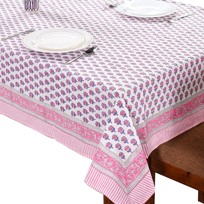 CPC Tablecloth 100% Cotton 72x190 Inch Indian Block Print Rectangle Table Cover - Image 2