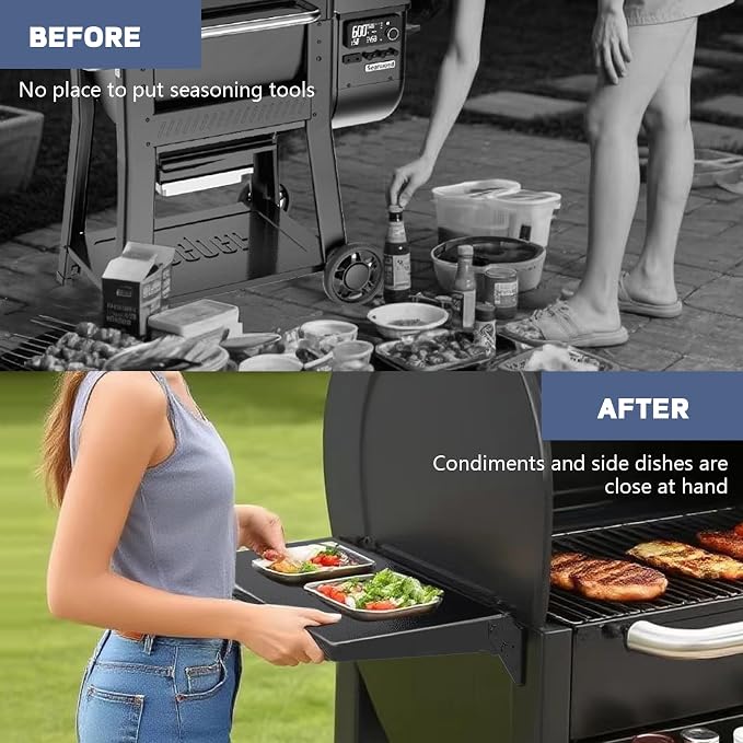 Folding Side Shelf for Weber Searwood 600 / XL 600 16” Grill Side Table Storage - Image 4