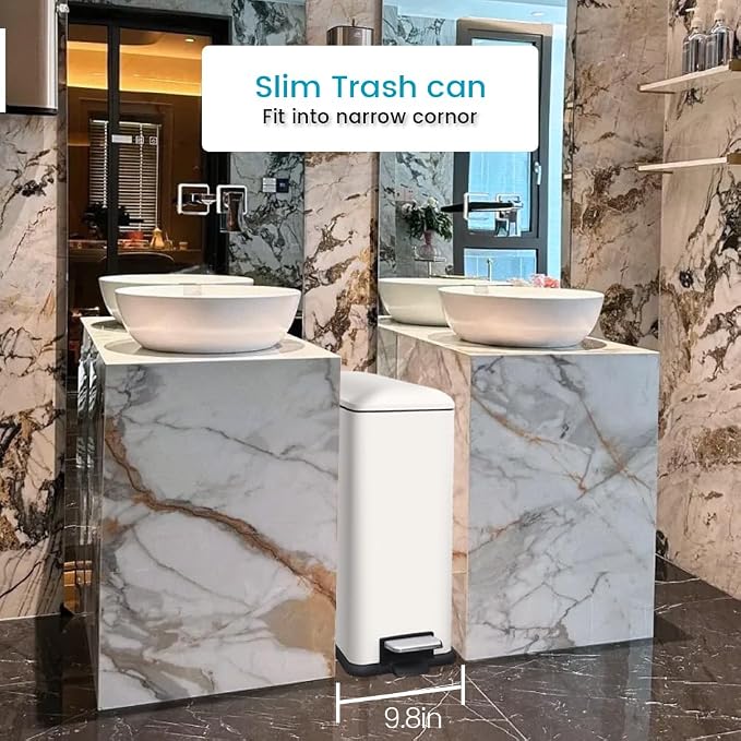 12 Gallon Slim Kitchen Trash Can, Rectangular Trash Can - Image 9