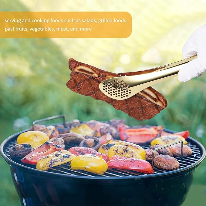 Serving Tongs, 2-Pack, 9-Inch Gold Stainless Steel