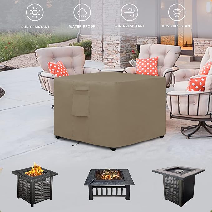 Easy-Going Outdoor Fire Pit Cover Square 32" Lx32 Wx24 H, Durable Outdoor Gas - Image 7