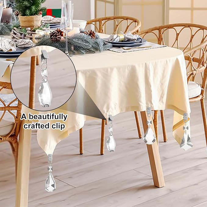 16 PCS Table Cloth Weights, Crystal Tablecloth Hangers - Image 6