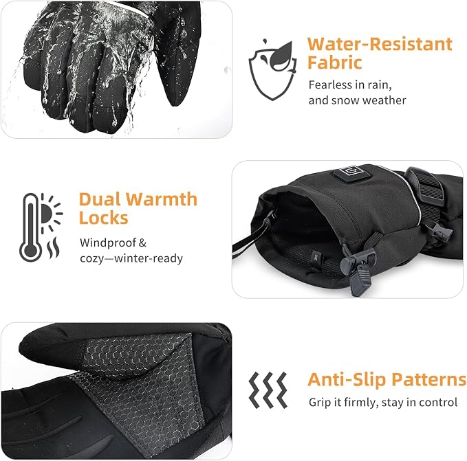 Rechargeable Heated Gloves for Men Women, Waterproof Touchscreen Winter Hand - Image 3
