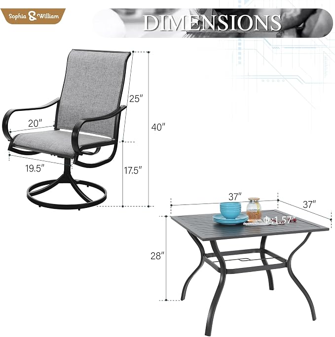 Sophia & William Outdoor Dining Set Patio Dining Set - Image 7