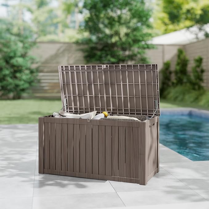 180 Gallon Outdoor Storage Box Waterproof, Resin Deck Boxes - Image 6