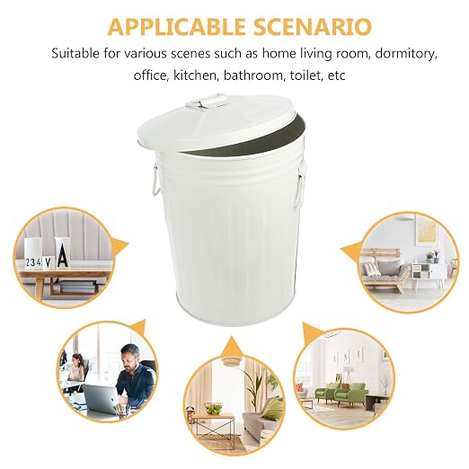 Wakauto Round Trash Can with Lid 8L Kitchen Waste Container Metal Recycling Bin - Image 8