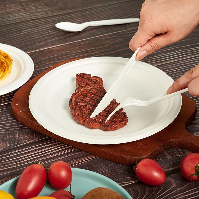 ECOLipak 350 Pcs Compostable Cutlery Set, 7 Inch Large Size Biodegradable - Image 7