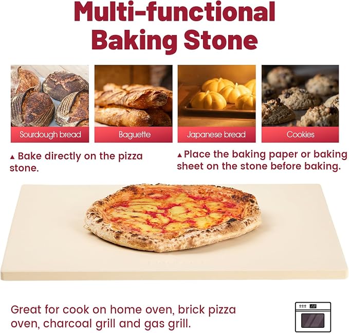 Professional Pizza Stone for Oven – 13.8x17.7 Inch Cordierite Baking Stone Board - Image 3