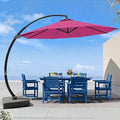 7 Piece Patio Dining Set with 11ft Patio Umbrella, 7 Navy Outdoor HDPE Dining by Unknown