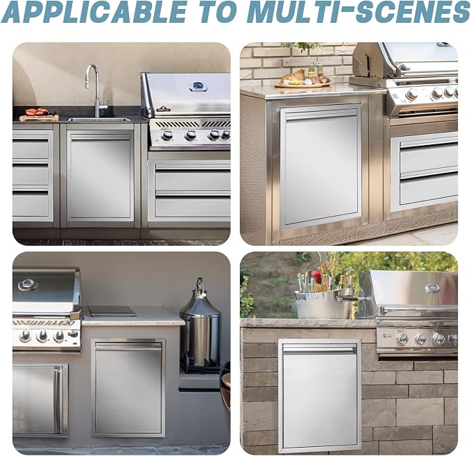 Outdoor Kitchen Door 18" W x 21" H inch Double Wall Door Panel Stainless Steel - Image 7