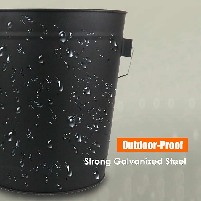 Grisun Ash Bucket with Lid, Shovel and Hand Broom, 5.2 Gallon Coal Bucket - Image 4