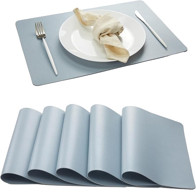 DOLOPL Faux Leather Placemats Set of 6, Wipeable Anti Slip Dining Place Mats by DOLOPLOfficial