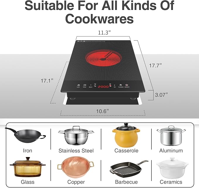 VBGK Electric Cooktop, 110V Electric Stove Top, Single Burner Electric Cooktop - Image 5