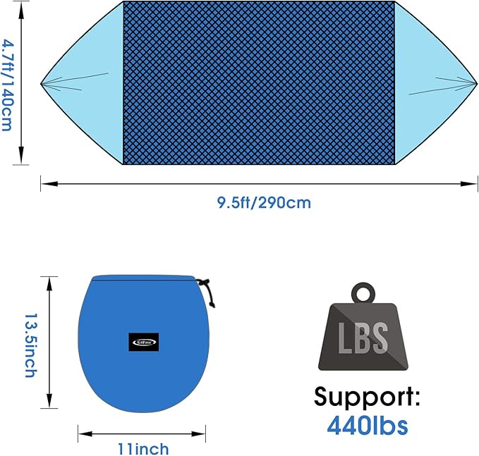 Hammock with Mosquito Net, 440 lb Capacity, Blue Nylon Pop-Up